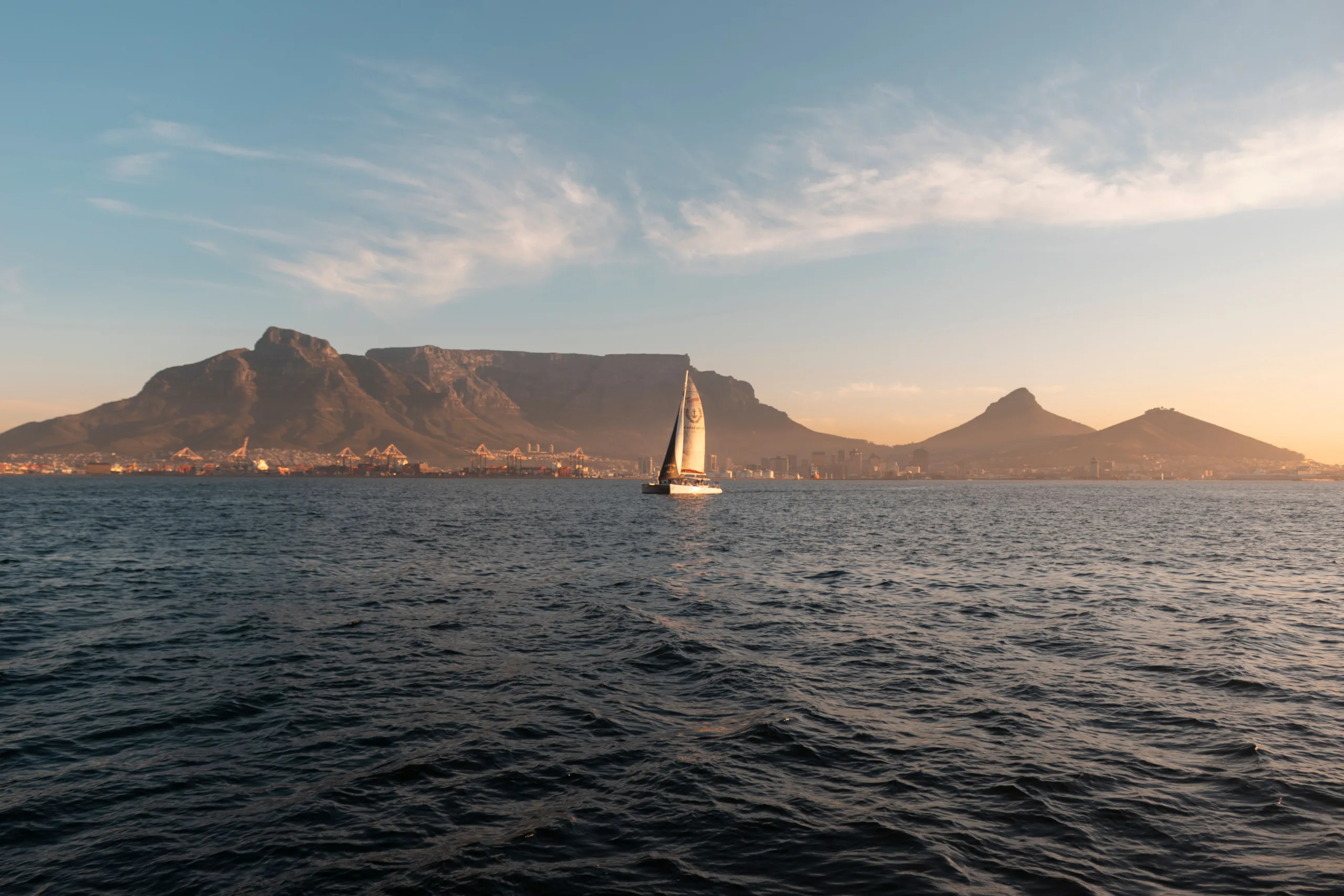 view of table mountain from the atlantic ocean