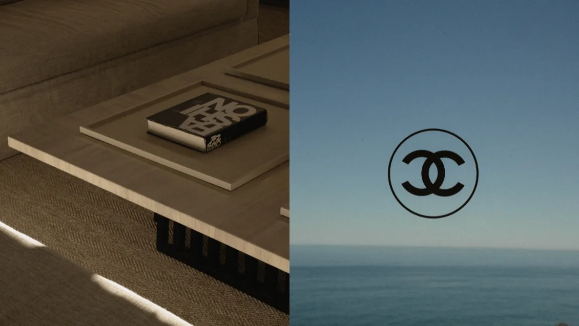 Chanel logo on the window at Halcyon and a Fashion coffee table book