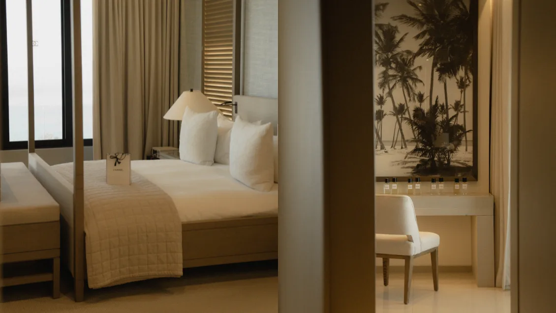 An interior shot of the bedroom of Halcyon
